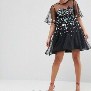new asos 3d floral flutter skater dress us 10